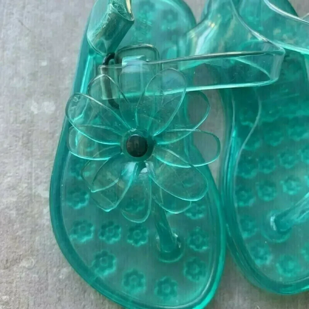 Baby Gap Aqua Blue Jelly Water Flower Sandals Shoes Toddler Summer Size 5